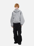 DAXUEN heather grey oversized balloon-sleeve hooded jacket