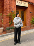 DAXUEN heather grey oversized balloon-sleeve hooded jacket — model photo