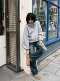 DAXUEN heather grey oversized balloon-sleeve hooded jacket — model photo
