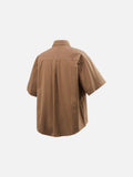 DAXUEN Oversized short-sleeve button-up shirt in cream and brown