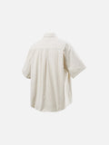 DAXUEN Oversized short-sleeve button-up shirt in cream and brown