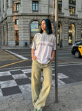 DAXUEN Oversized short-sleeve colorblock T-shirt with graphics — model photo
