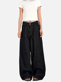 DAXUEN dark charcoal oversized wide-leg denim trousers