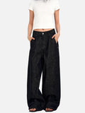 DAXUEN dark charcoal oversized wide-leg denim trousers