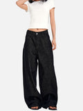 DAXUEN dark charcoal oversized wide-leg denim trousers