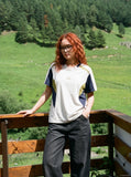 DAXUEN dark charcoal oversized wide-leg denim trousers — model photo