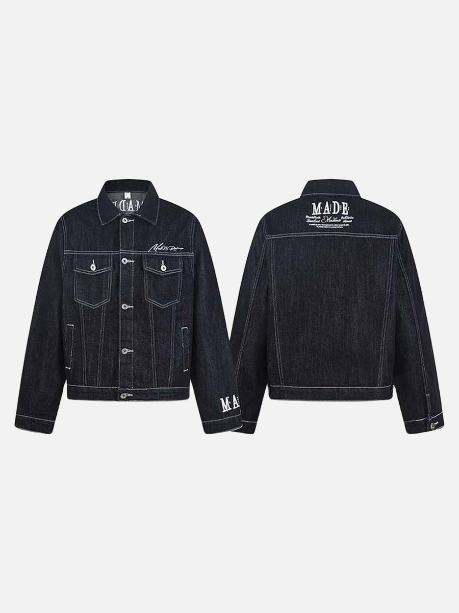 DAXUEN Oversized denim jacket with embroidery and pockets