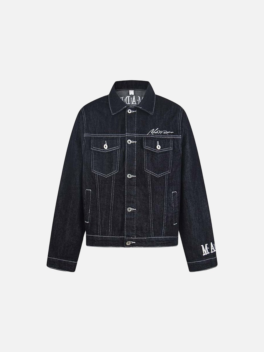 DAXUEN Oversized denim jacket with embroidery and pockets