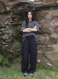 DAXUEN Oversized short-sleeved distressed crewneck T-shirt — model photo