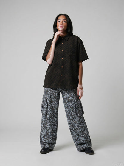 Oversized Geometric Button-Up Shirt