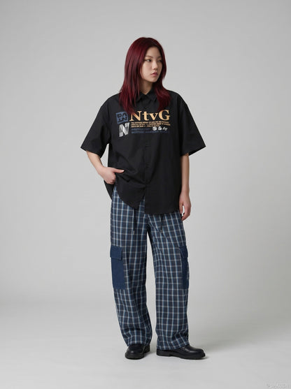 DAXUEN Oversized short-sleeve button-up shirt with graphic print