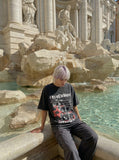 DAXUEN Oversized graphic t-shirt with distressed print — model photo