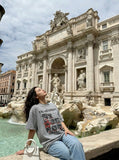 DAXUEN Oversized graphic t-shirt with distressed print — model photo