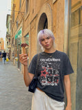 DAXUEN Oversized graphic t-shirt with distressed print — model photo