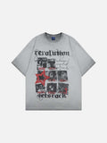 DAXUEN Oversized graphic t-shirt with distressed print
