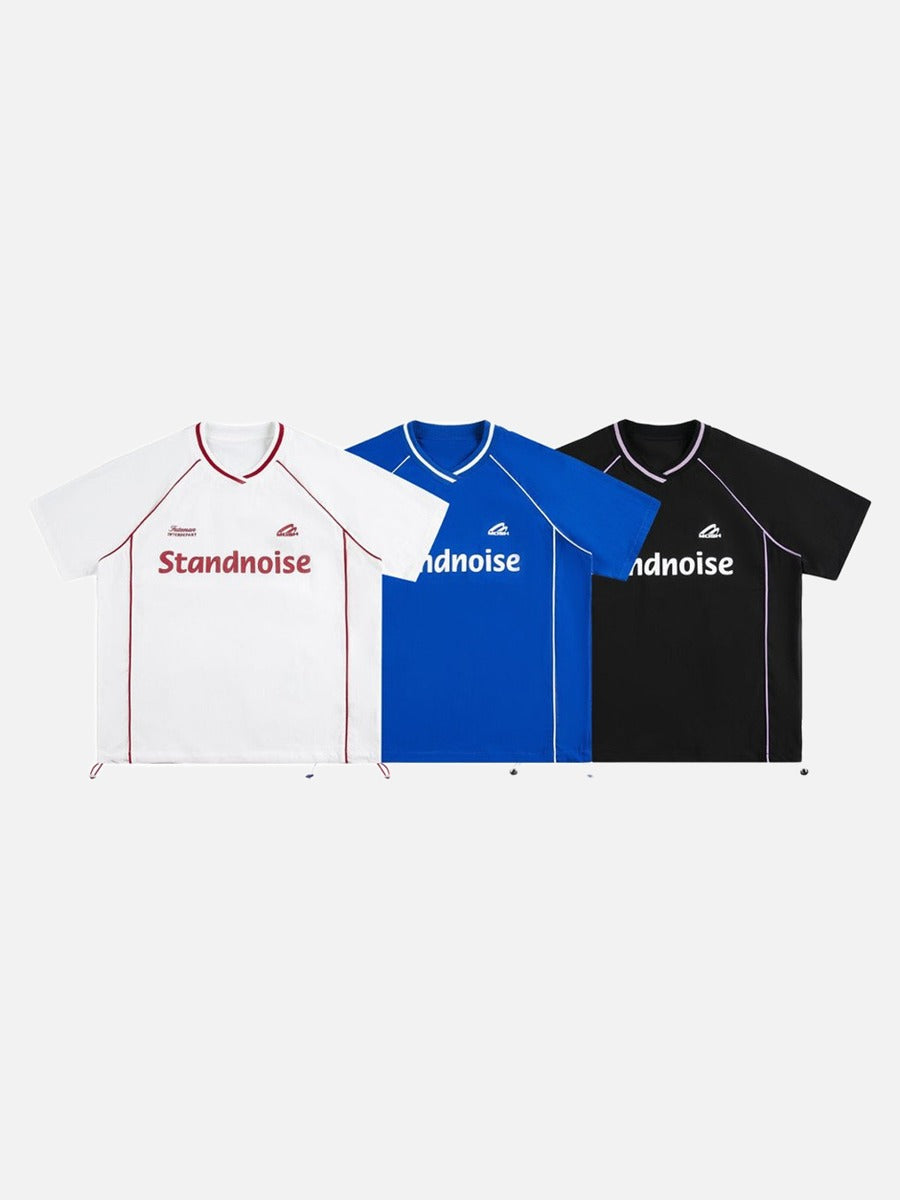 DAXUEN Oversized V-neck graphic t-shirt with drawstring hem