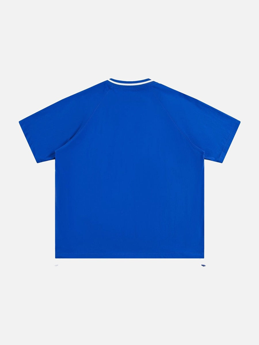 DAXUEN Oversized V-neck graphic t-shirt with drawstring hem