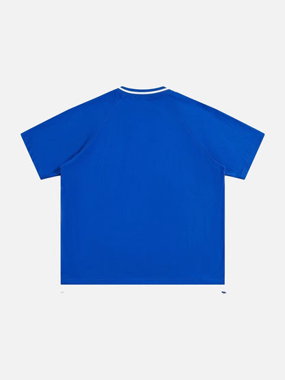 DAXUEN Oversized V-neck graphic t-shirt with drawstring hem