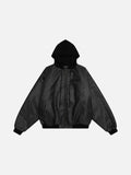 DAXUEN Oversized hooded bomber jacket in black faux leather