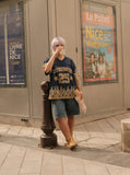 DAXUEN Oversized mesh jersey top with flame graphics — model photo