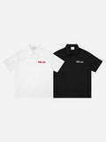 DAXUEN Short-sleeved oversized polo shirt with script embroidery
