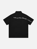 DAXUEN Short-sleeved oversized polo shirt with script embroidery