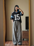 DAXUEN Short-sleeved oversized sports jersey — model photo