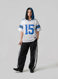 DAXUEN Short-sleeved oversized sports jersey — model photo