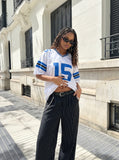 DAXUEN Short-sleeved oversized sports jersey — model photo