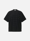 DAXUEN Black oversized short-sleeved t-shirt with studs