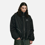 DAXUEN Padded bomber jacket in black and sage green colors — model photo