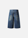 DAXUEN blue distressed paint-splatter denim shorts