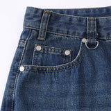 DAXUEN blue distressed paint-splatter denim shorts
