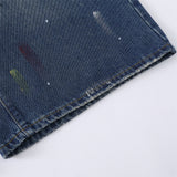 DAXUEN blue distressed paint-splatter denim shorts