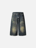 DAXUEN blue distressed paint-splatter denim shorts
