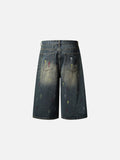 DAXUEN blue distressed paint-splatter denim shorts