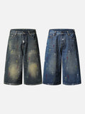 DAXUEN blue distressed paint-splatter denim shorts