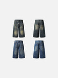 DAXUEN blue distressed paint-splatter denim shorts