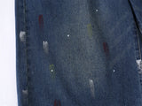 DAXUEN blue distressed paint-splatter denim shorts