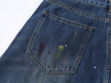DAXUEN blue distressed paint-splatter denim shorts