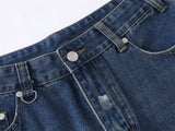 DAXUEN blue distressed paint-splatter denim shorts