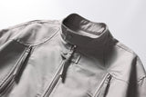DAXUEN pale grey bomber jacket with multiple zippered pockets