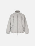 DAXUEN pale grey bomber jacket with multiple zippered pockets