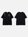 DAXUEN Oversized crew neck t-shirt with palm tree graphics