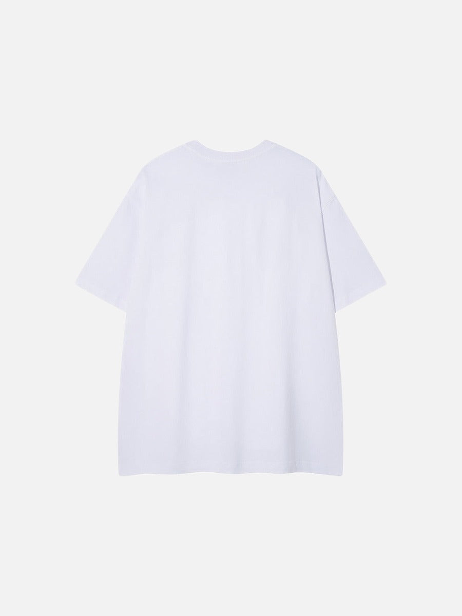 DAXUEN Oversized crew neck t-shirt with palm tree graphics