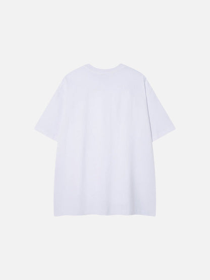 DAXUEN Oversized crew neck t-shirt with palm tree graphics