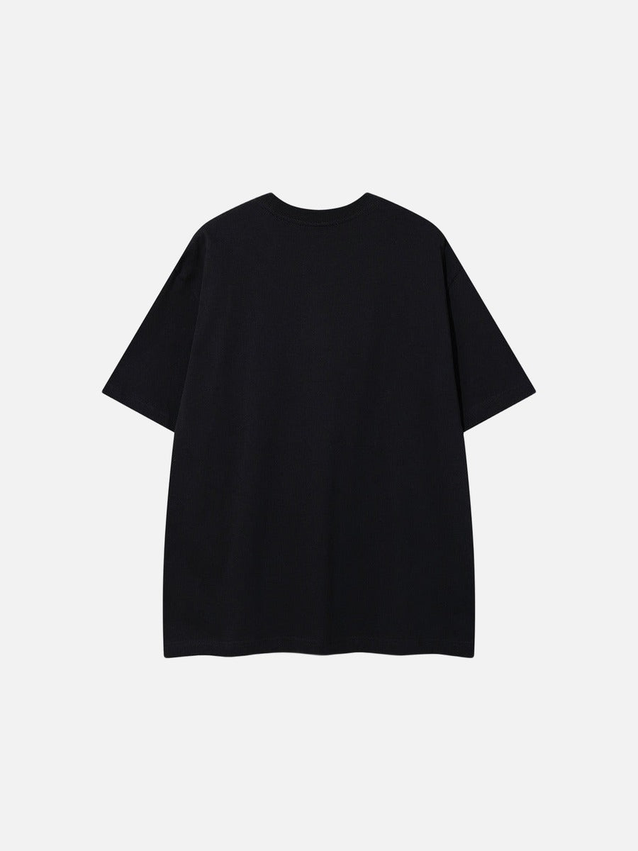 DAXUEN Oversized crew neck t-shirt with palm tree graphics