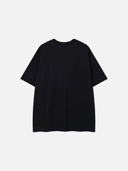 DAXUEN Oversized crew neck t-shirt with palm tree graphics