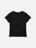 DAXUEN Black slim-fit short-sleeved T-shirt with cat print