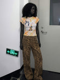 DAXUEN Women's pastel plaid rabbit graphic T-shirt — model photo